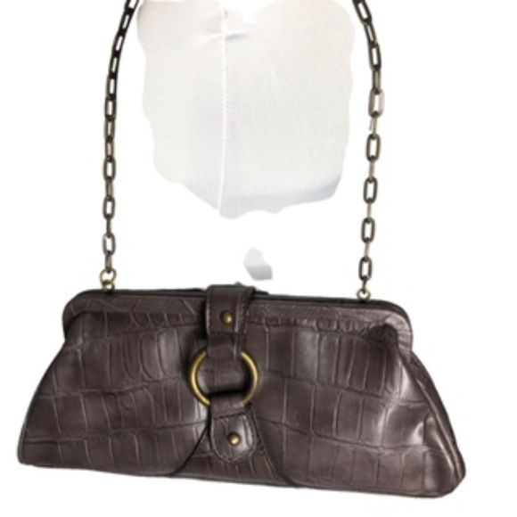 NWT Nine West Clutch with Chain Strap Magnetic Closure Crocodile Embossed Bag - Picture 1 of 8